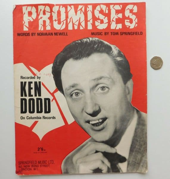 Promises vintage sheet music 1960s Ken Dodd love song Newell Tom Springfield
